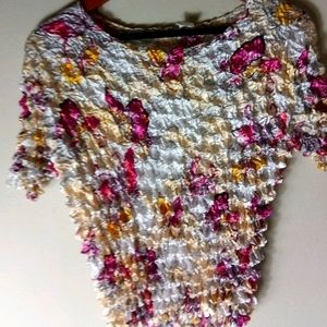 Emmelee for Francesca's Collections S Y2K Retro Bubble Top in Berry Yellow